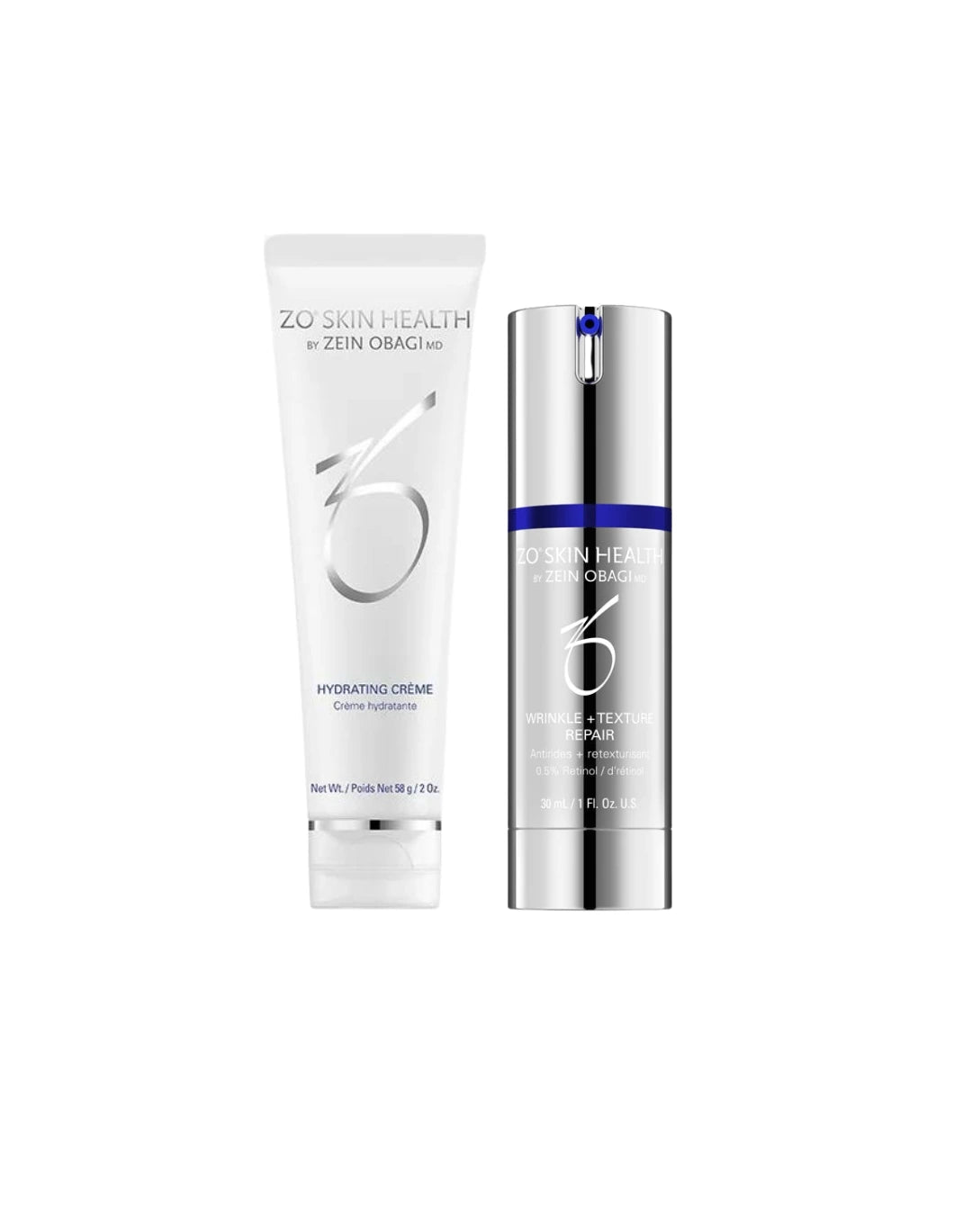 ZO Skin Health skincare wrinkle texture repair and hydrating cream duo travel size