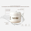 hmbl moisturizing cream jar with product features on a white background
