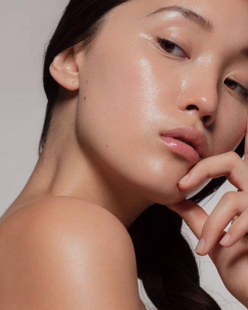 Close-up of a woman with hydrated skin