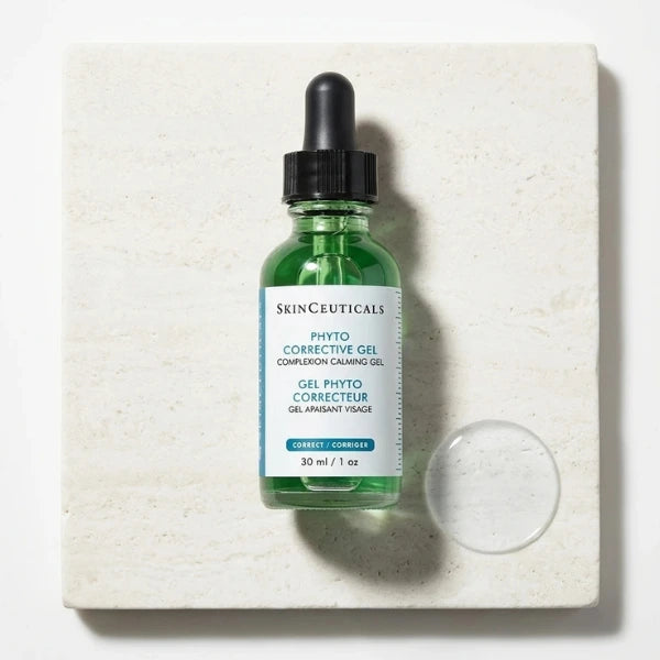 SkinCeuticals Phyto Corrective Gel bottle on a light stone background