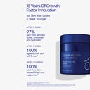 A dark blue jar of Zo skin Health Growth Factor Serum shown on a white background with promotional text highlighting skin results after 2, 8, and 12 weeks.