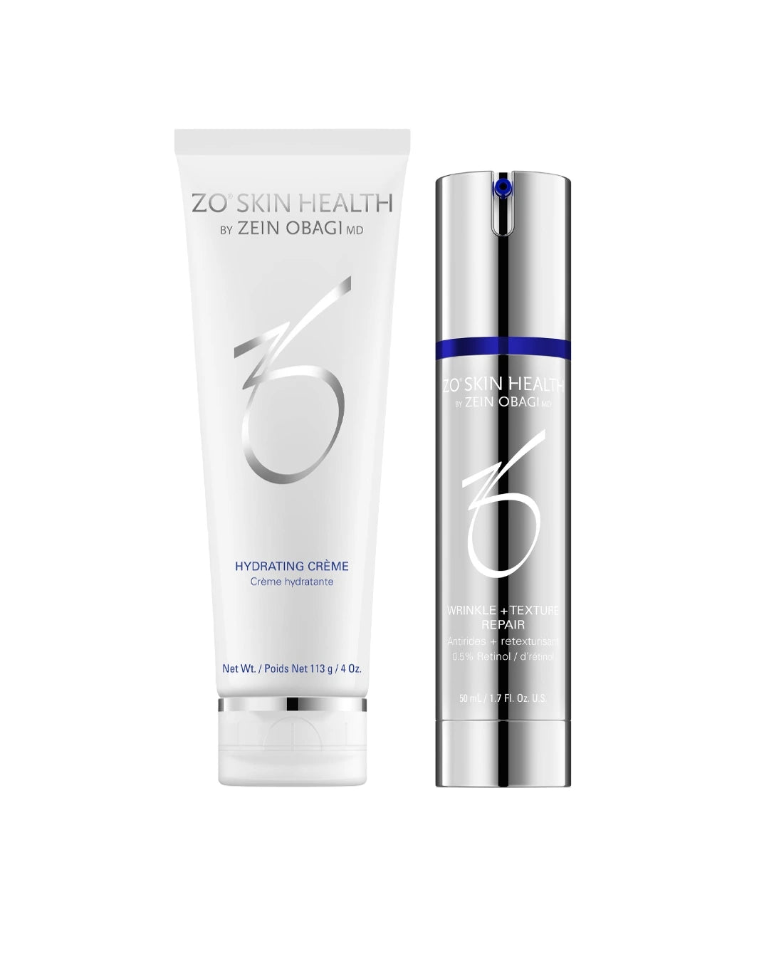 ZO Skin Health skincare wrinkle texture repair and hydrating cream duo